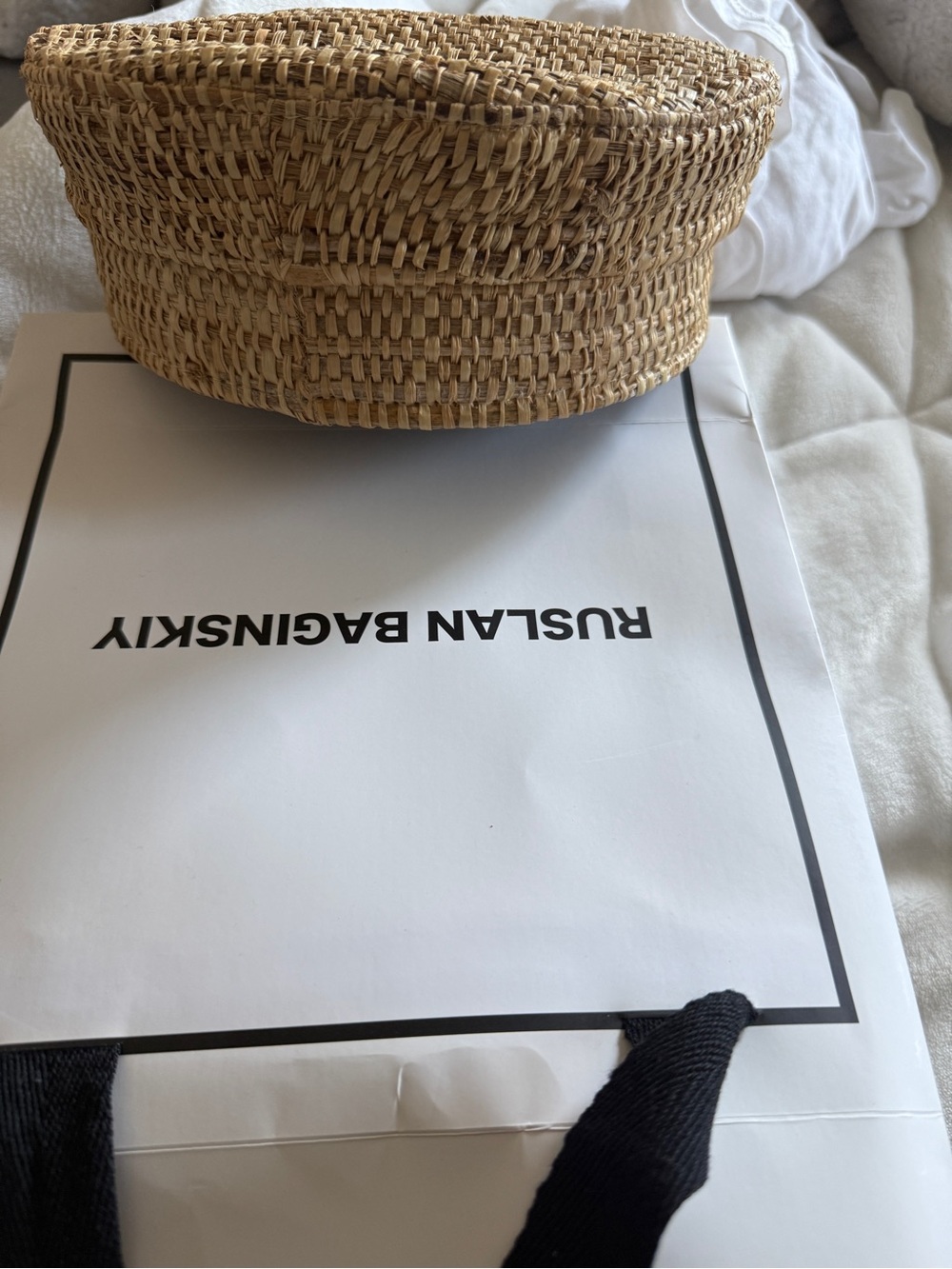 Handwoven Straw Baker Boy Cap in Natural Tan - Picture 2 of 2